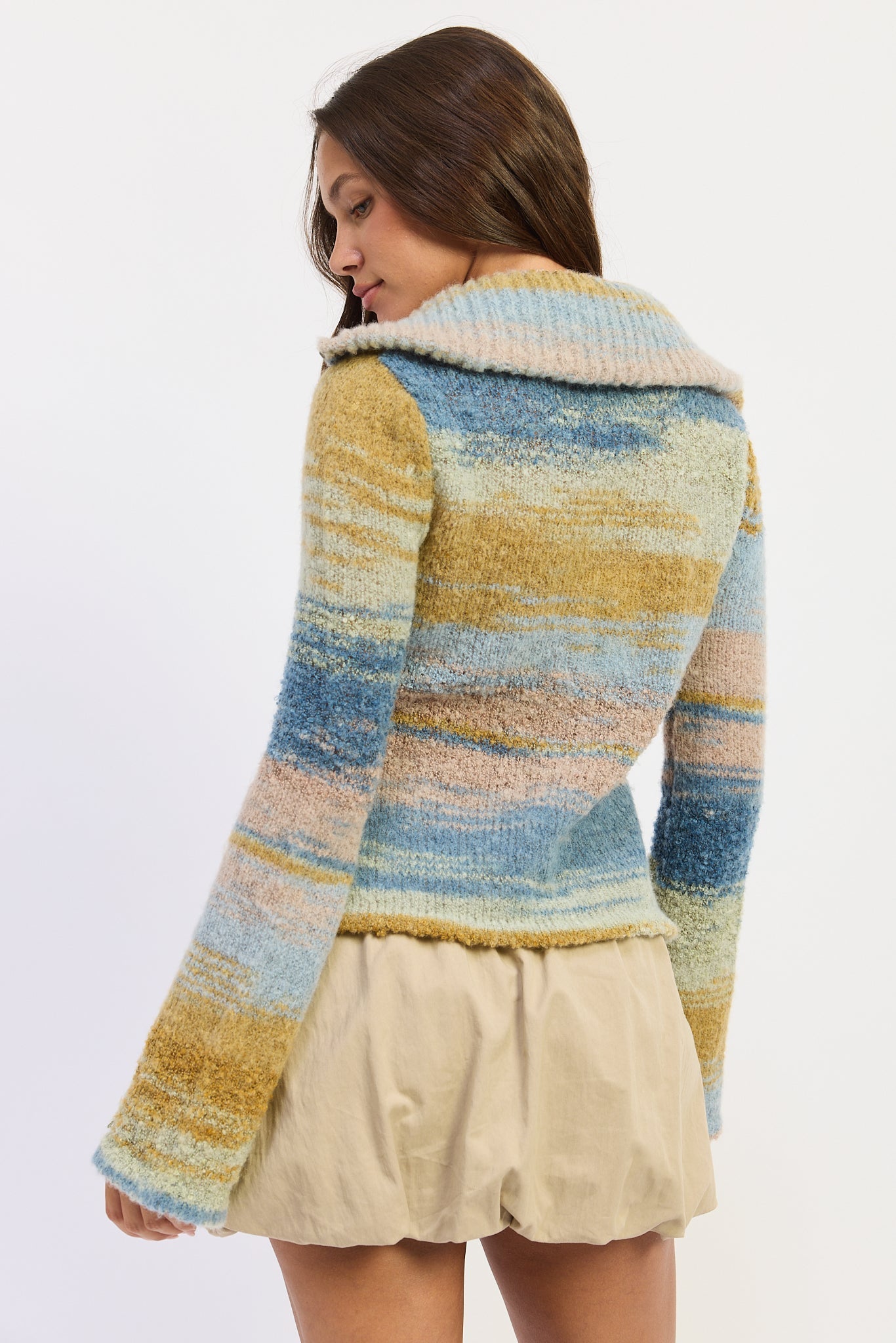Emory Park | Jolene Vintage Stripe Zip-Up Cardigan – Baby Blue