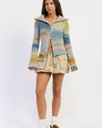 Emory Park | Jolene Vintage Stripe Zip-Up Cardigan – Baby Blue