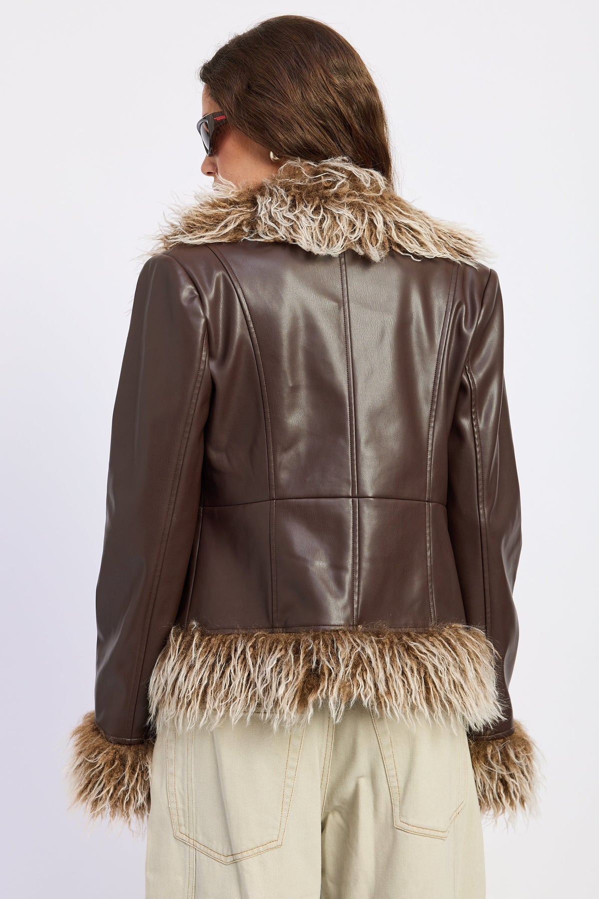 Emory Park Soraya Faux Leather Fur Trim Jacket