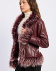Emory Park Soraya Faux Leather Fur Trim Jacket