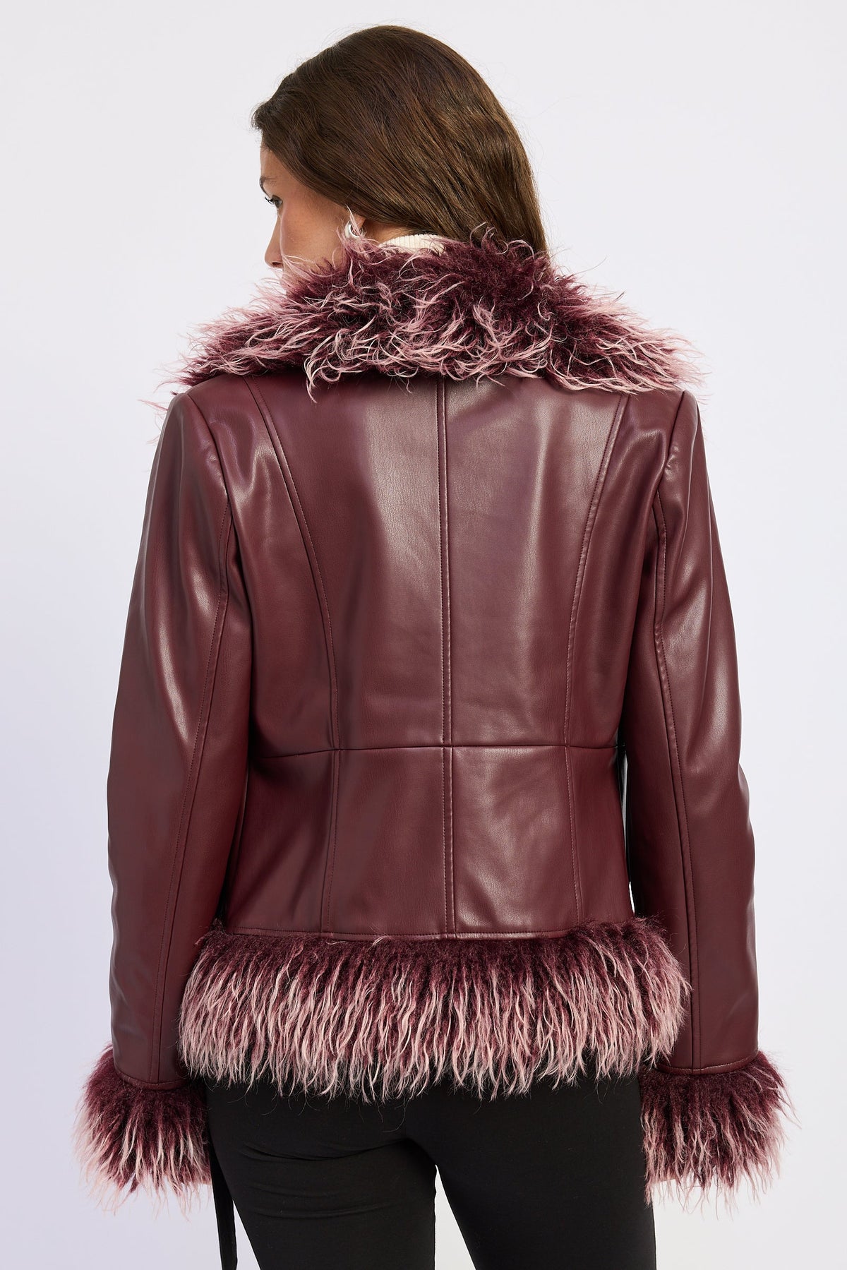 Emory Park Soraya Faux Leather Fur Trim Jacket