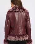 Emory Park Soraya Faux Leather Fur Trim Jacket