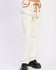 Emory Park | Lennon Lace-Up Wide Leg Jeans – Ivory