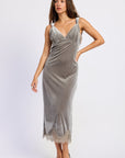 Emory Park Maeve Lace-Trim Midi Dress — Grey