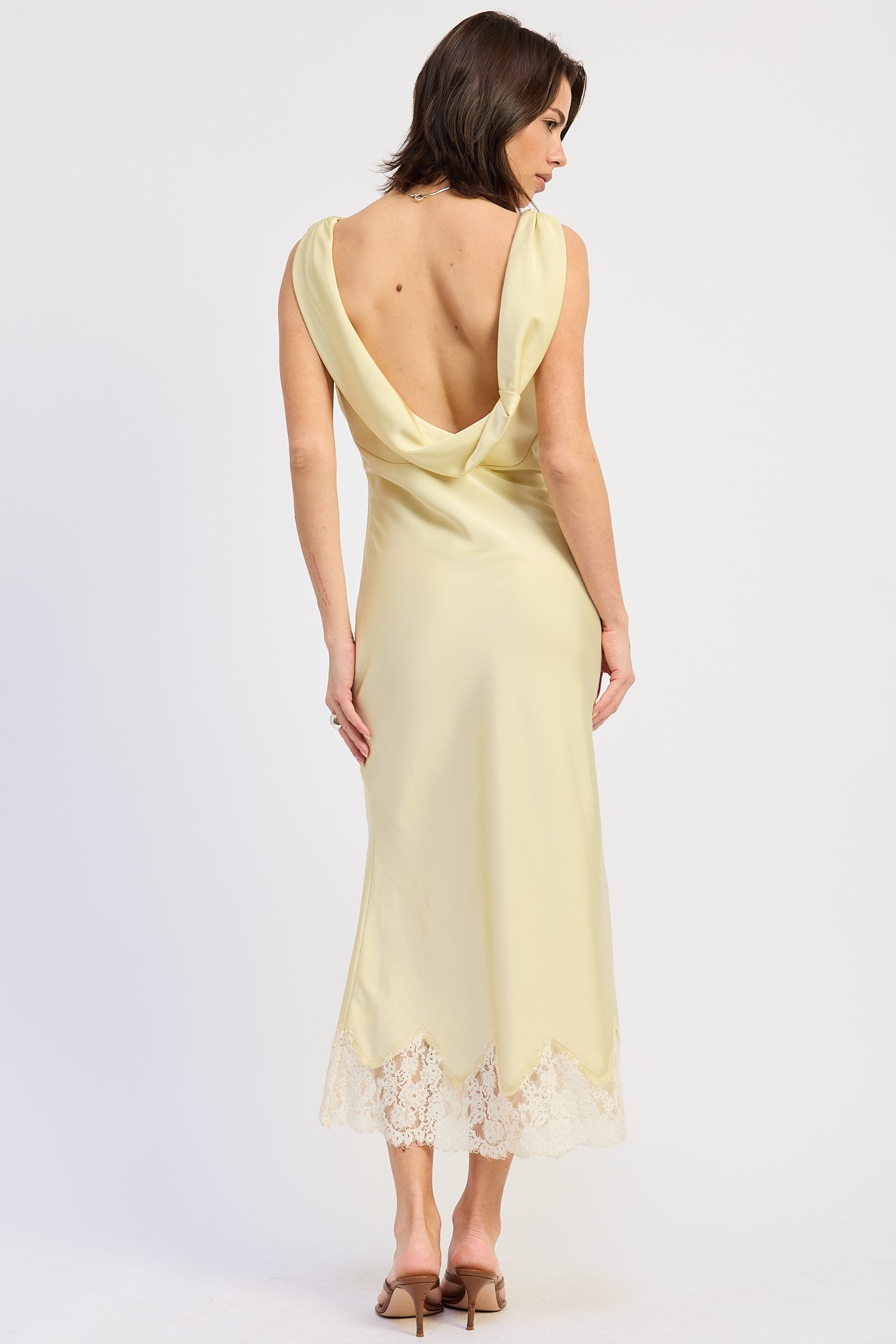 Emory Park | Emery Lace Trim Satin Midi Dress