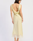 Emory Park | Emery Lace Trim Satin Midi Dress