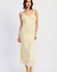 Emory Park | Emery Lace Trim Satin Midi Dress