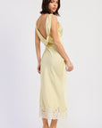 Emory Park | Emery Lace Trim Satin Midi Dress