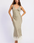 Emory Park | Emery Lace Trim Satin Midi Dress