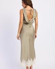 Emory Park | Emery Lace Trim Satin Midi Dress