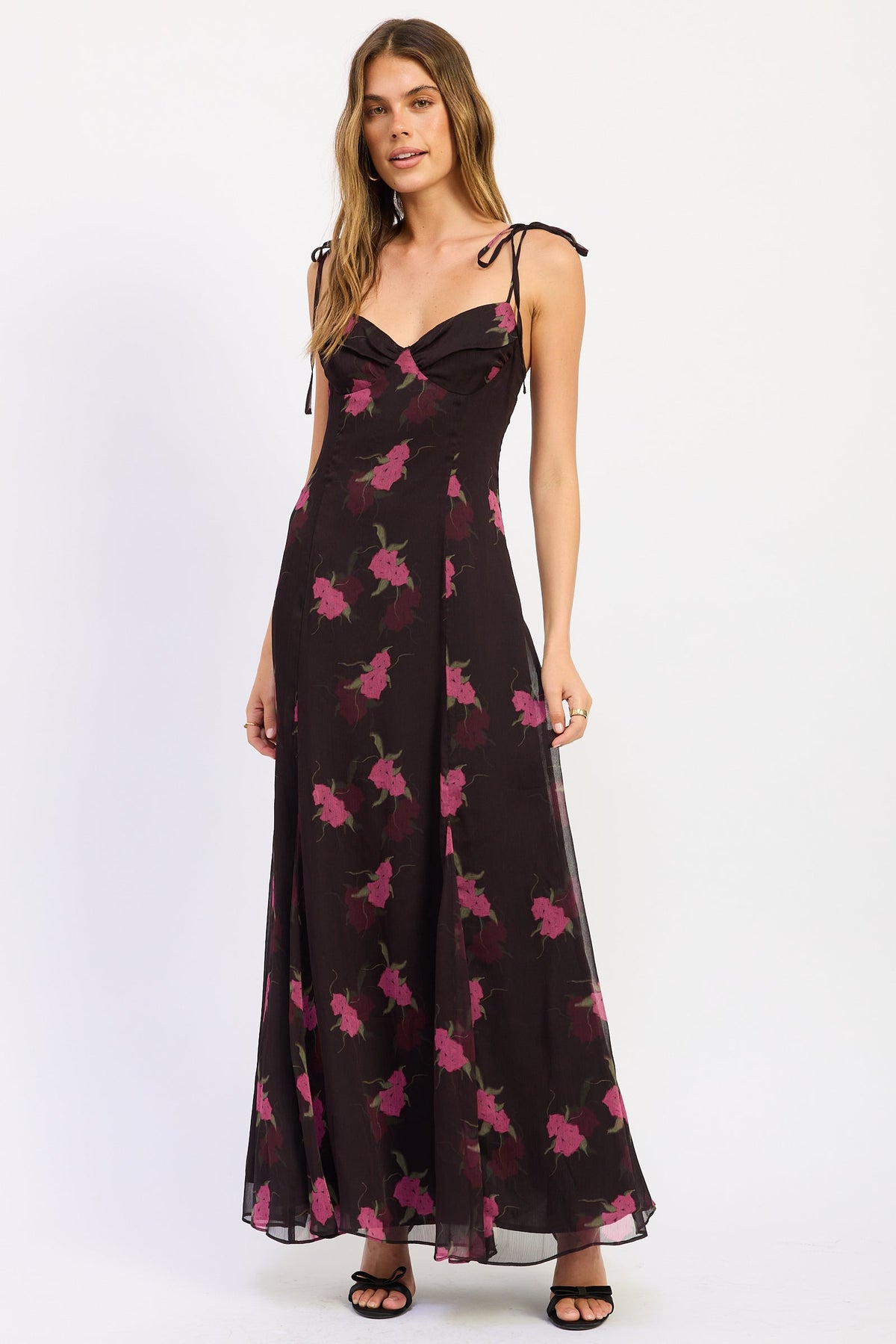 Emory Park Maris Floral Shoulder Tie Midi Dress