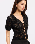 Emory Park Elsinore Black Lace Cap Sleeve Top