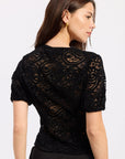 Emory Park Elsinore Black Lace Cap Sleeve Top