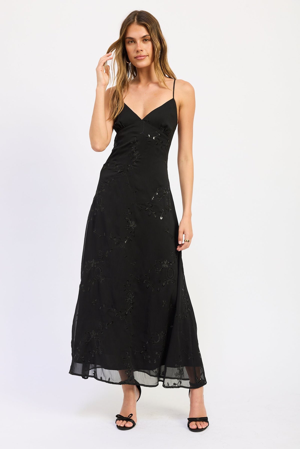 Emory Park Arlet Romantic Black Maxi Dress