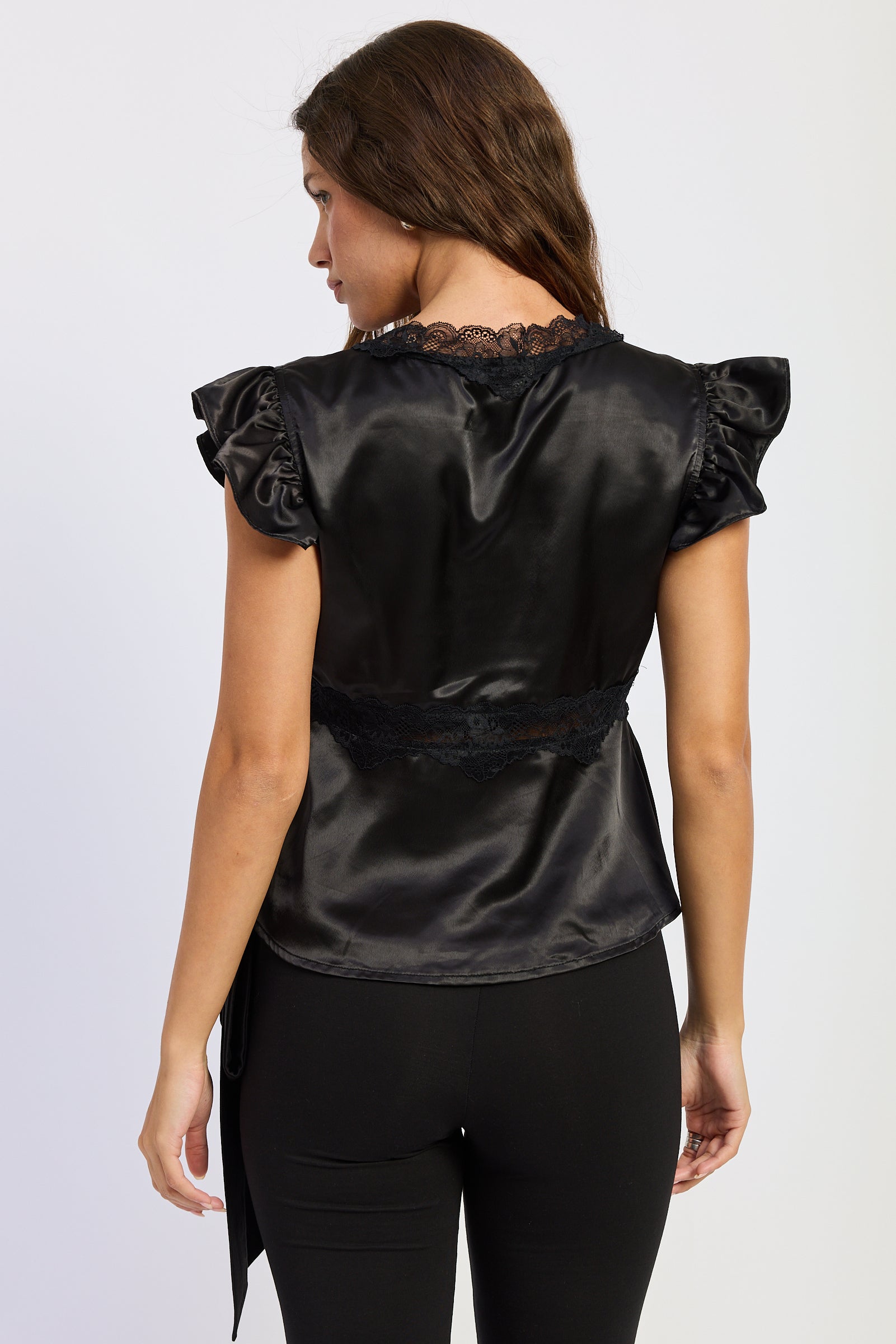 Emory Park | Aliza Satin Lace Trim Top
