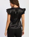 Emory Park | Aliza Satin Lace Trim Top