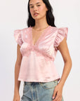 Emory Park | Aliza Satin Lace Trim Top