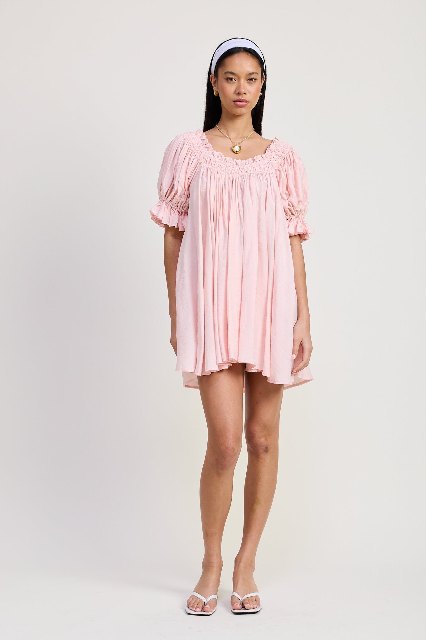 Emory Park | Xandra Embroidered Puff Sleeve Mini Dress – Baby Pink