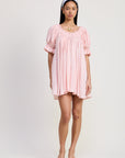 Emory Park | Xandra Embroidered Puff Sleeve Mini Dress – Baby Pink