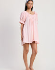 Emory Park | Xandra Embroidered Puff Sleeve Mini Dress – Baby Pink