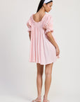 Emory Park | Xandra Embroidered Puff Sleeve Mini Dress – Baby Pink