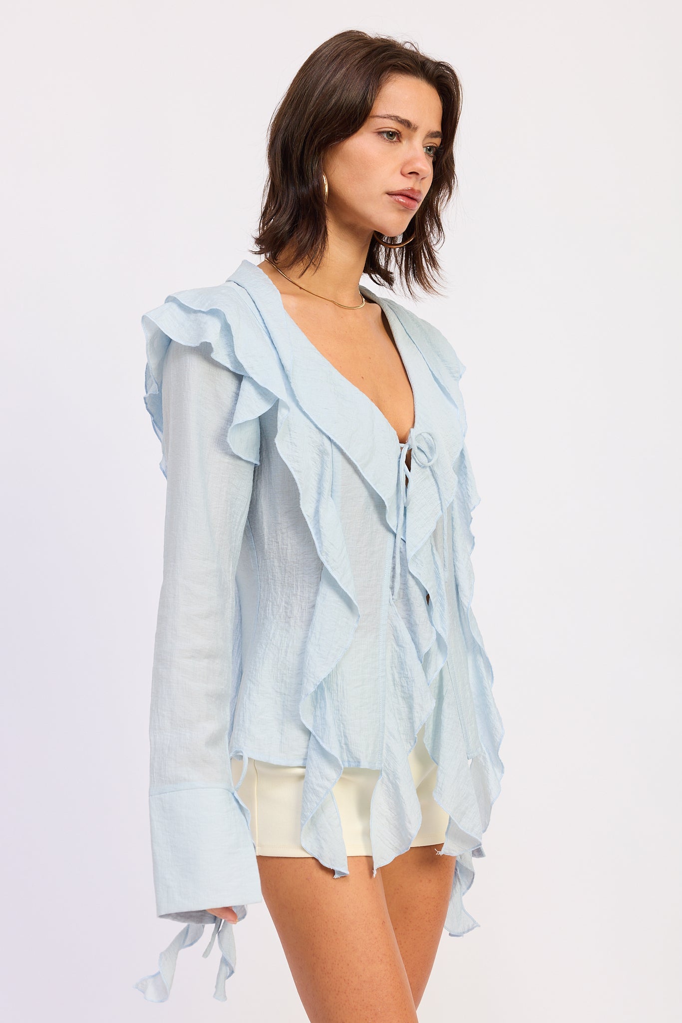 Emory Park | Olivette Romantic Ruffle Tie-Front Top