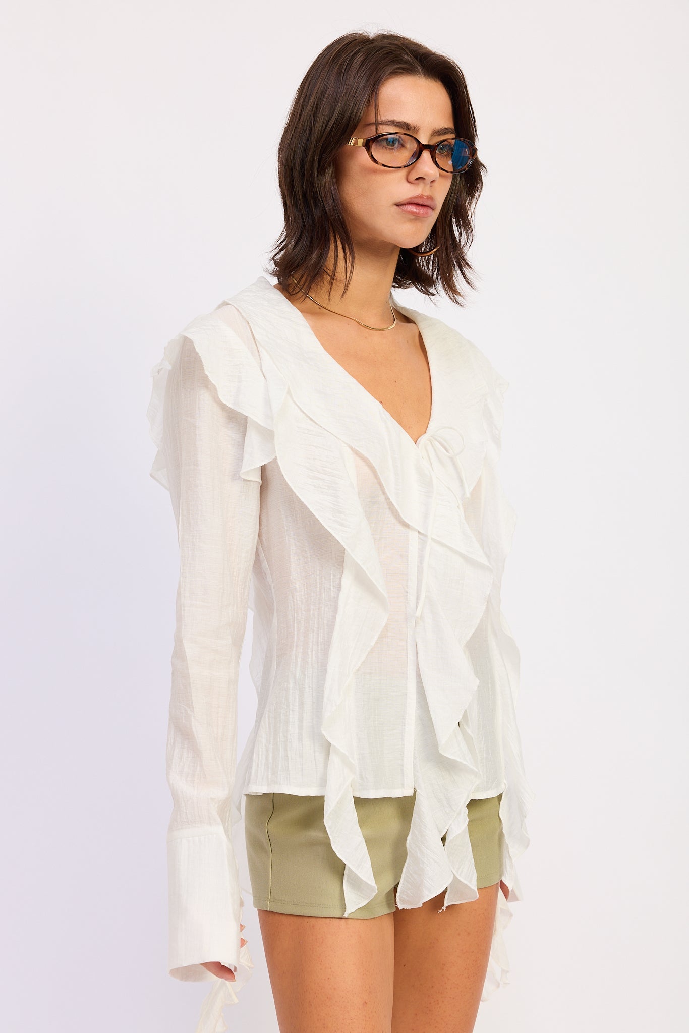 Emory Park | Olivette Romantic Ruffle Tie-Front Top