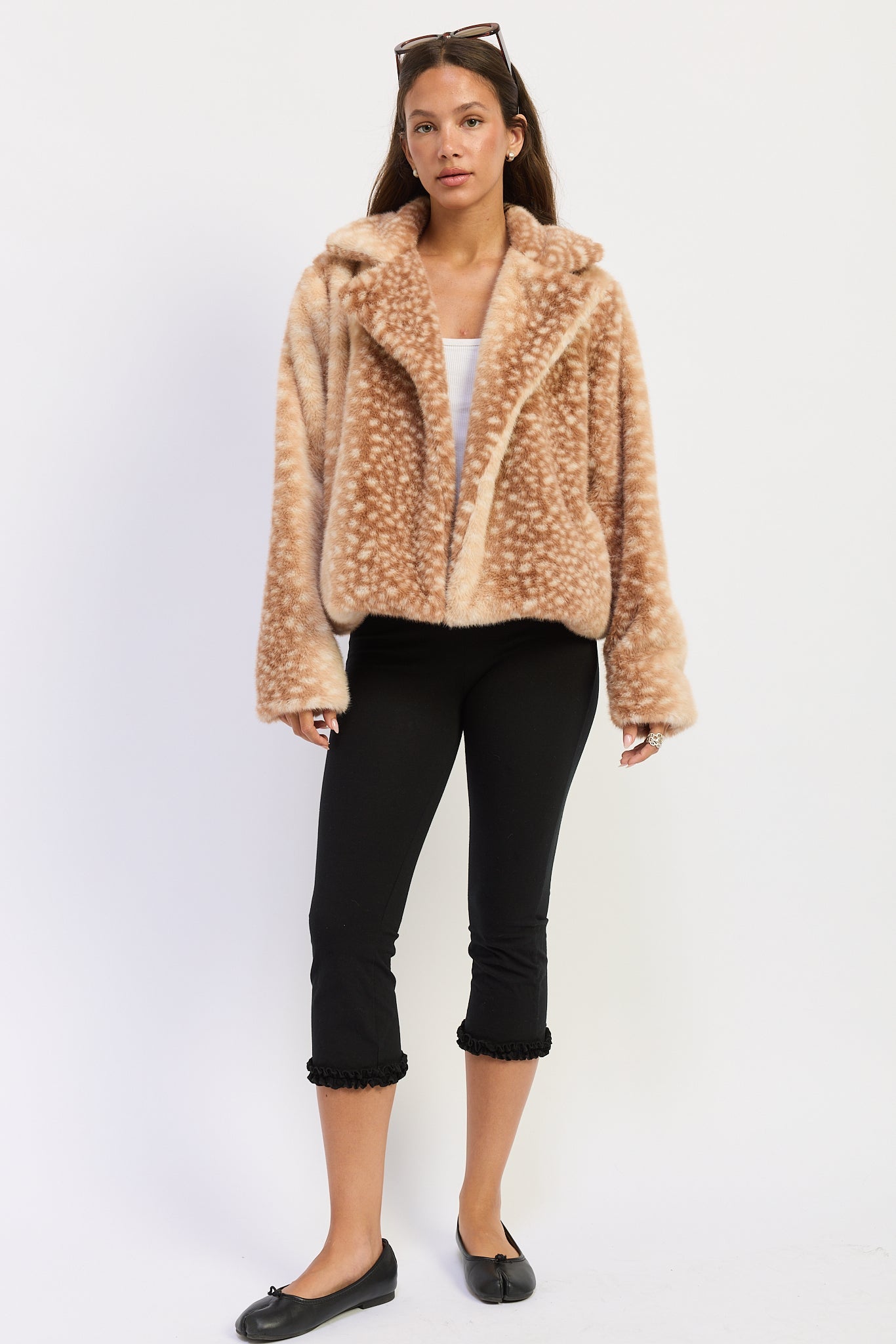 Emory Park | Zella Fawn Print Faux Fur Jacket