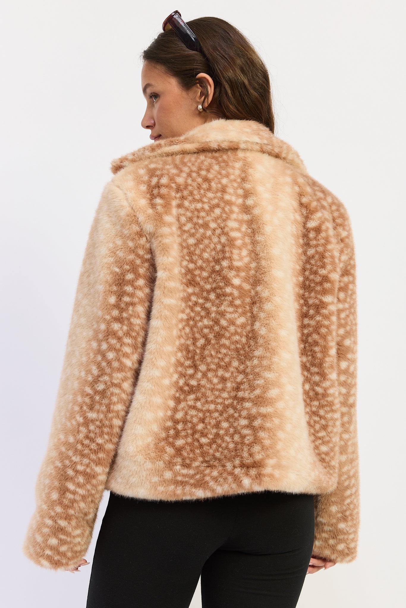 Emory Park | Zella Fawn Print Faux Fur Jacket