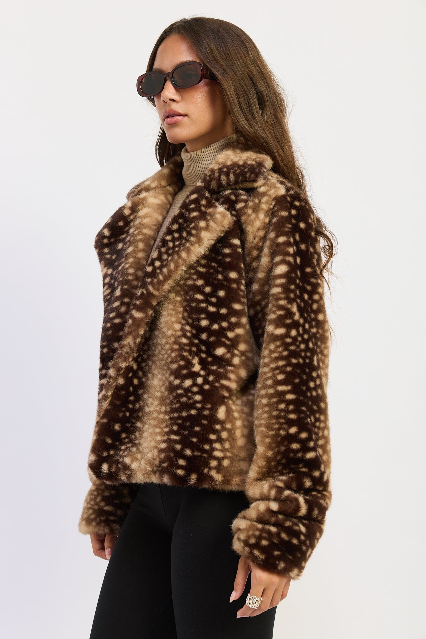 Emory Park | Zella Fawn Print Faux Fur Jacket