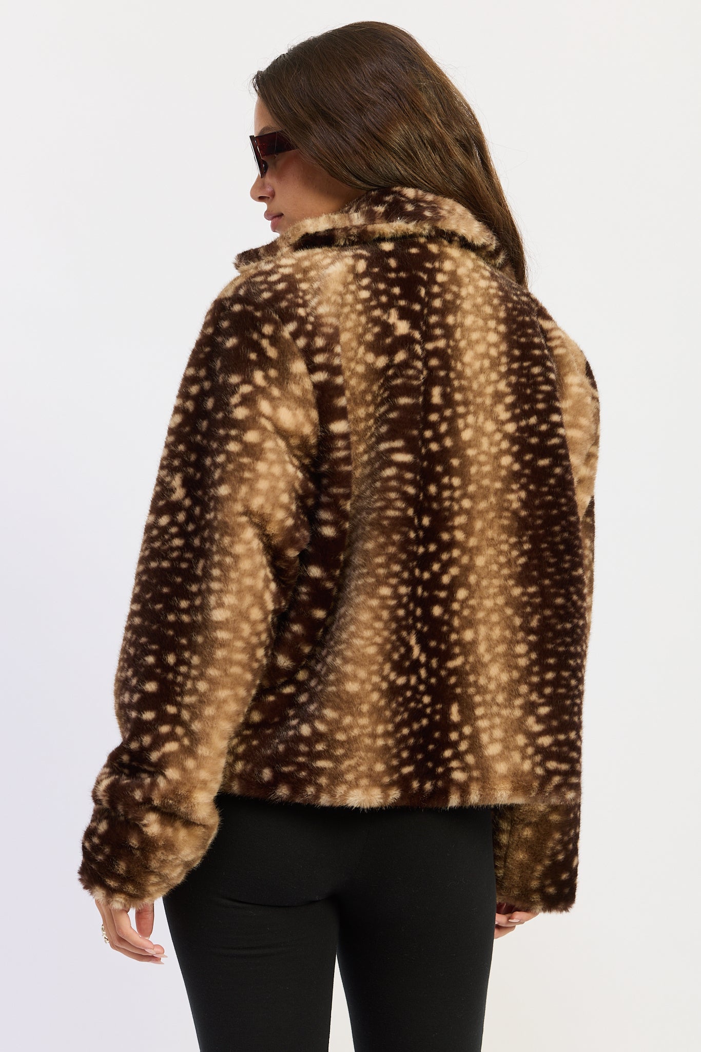 Emory Park | Zella Fawn Print Faux Fur Jacket