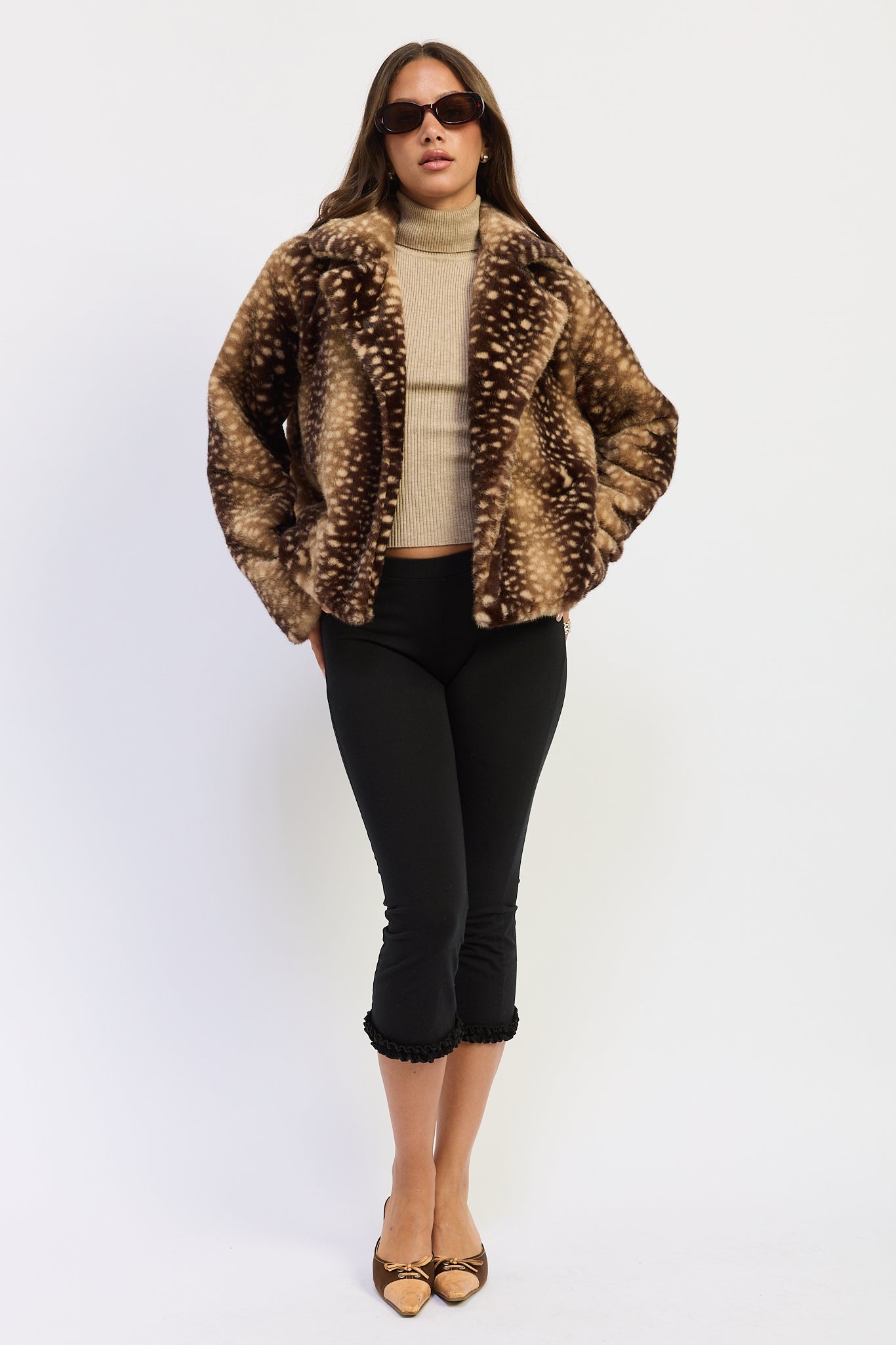 Emory Park | Zella Fawn Print Faux Fur Jacket