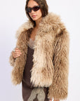 Emory Park Zafrina Oversized Faux Fur Coat — Brown Tie Dye