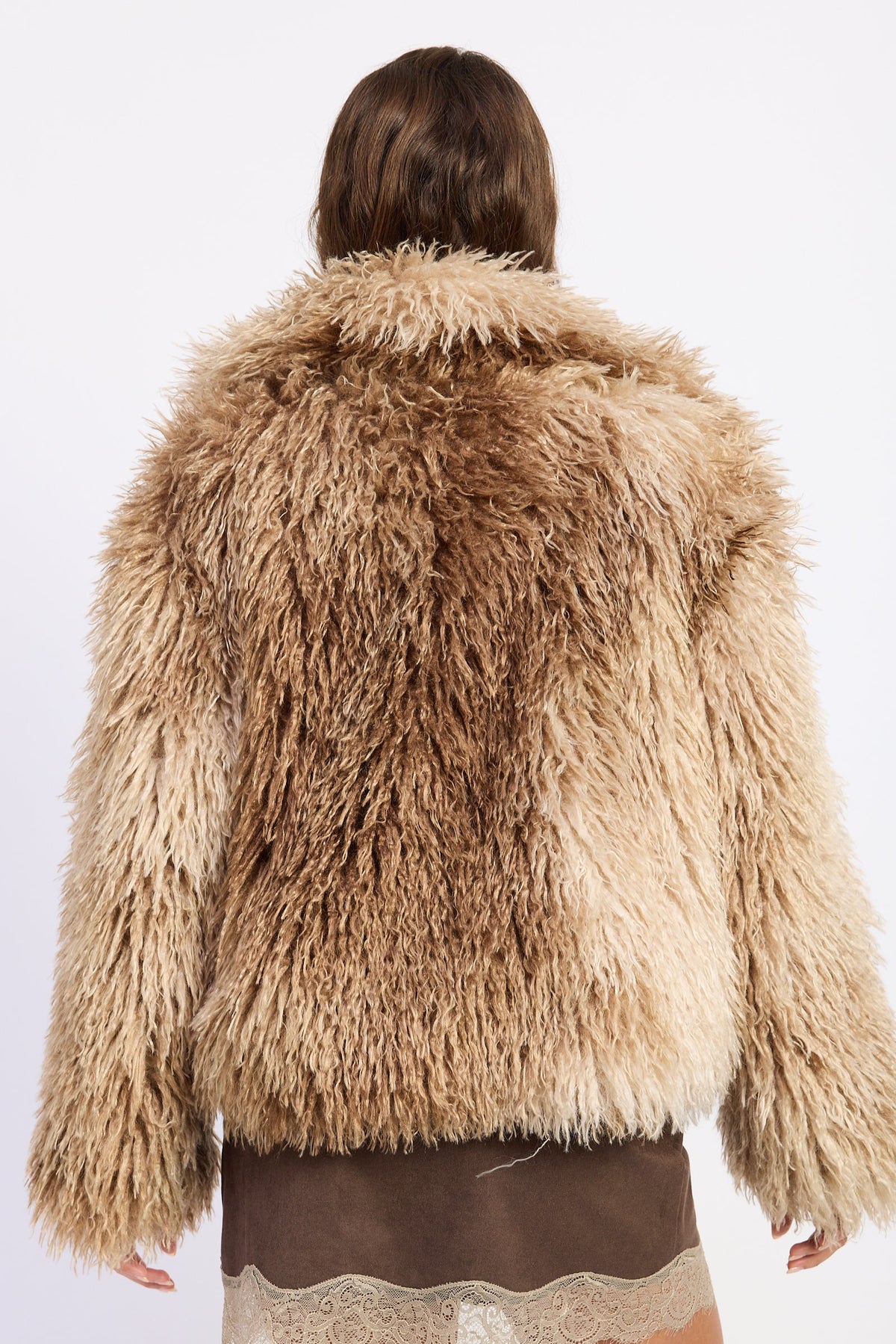 Emory Park Zafrina Oversized Faux Fur Coat — Brown Tie Dye