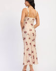 Emory Park | Jillian Floral Satin Lace Midi Dress – Pale Blush
