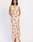 Emory Park | Jillian Floral Satin Lace Midi Dress – Pale Blush