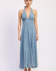 Emory Park | Laurel Halter Denim Midi Dress
