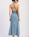 Emory Park | Laurel Halter Denim Midi Dress