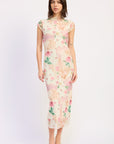 Emory Park | Julie Floral Mesh Midi Dress – Ivory Rose