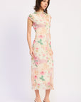 Emory Park | Julie Floral Mesh Midi Dress – Ivory Rose