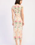 Emory Park | Julie Floral Mesh Midi Dress – Ivory Rose