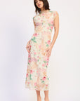Emory Park | Julie Floral Mesh Midi Dress – Ivory Rose