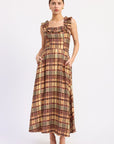 Emory Park Kathleen Plaid Ruffle Midi Dress — Almond