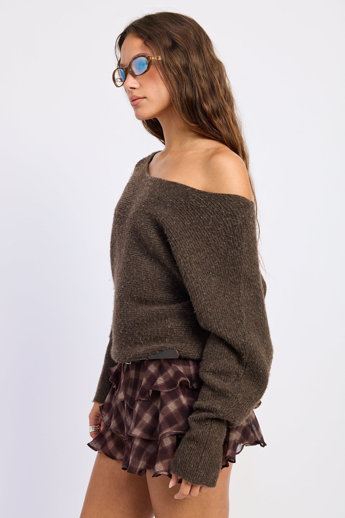 Emory Park Inez Off-Shoulder Ribbed Sweater