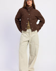 Emory Park | Calista Polka Dot Quilted Puffer Jacket – Espresso