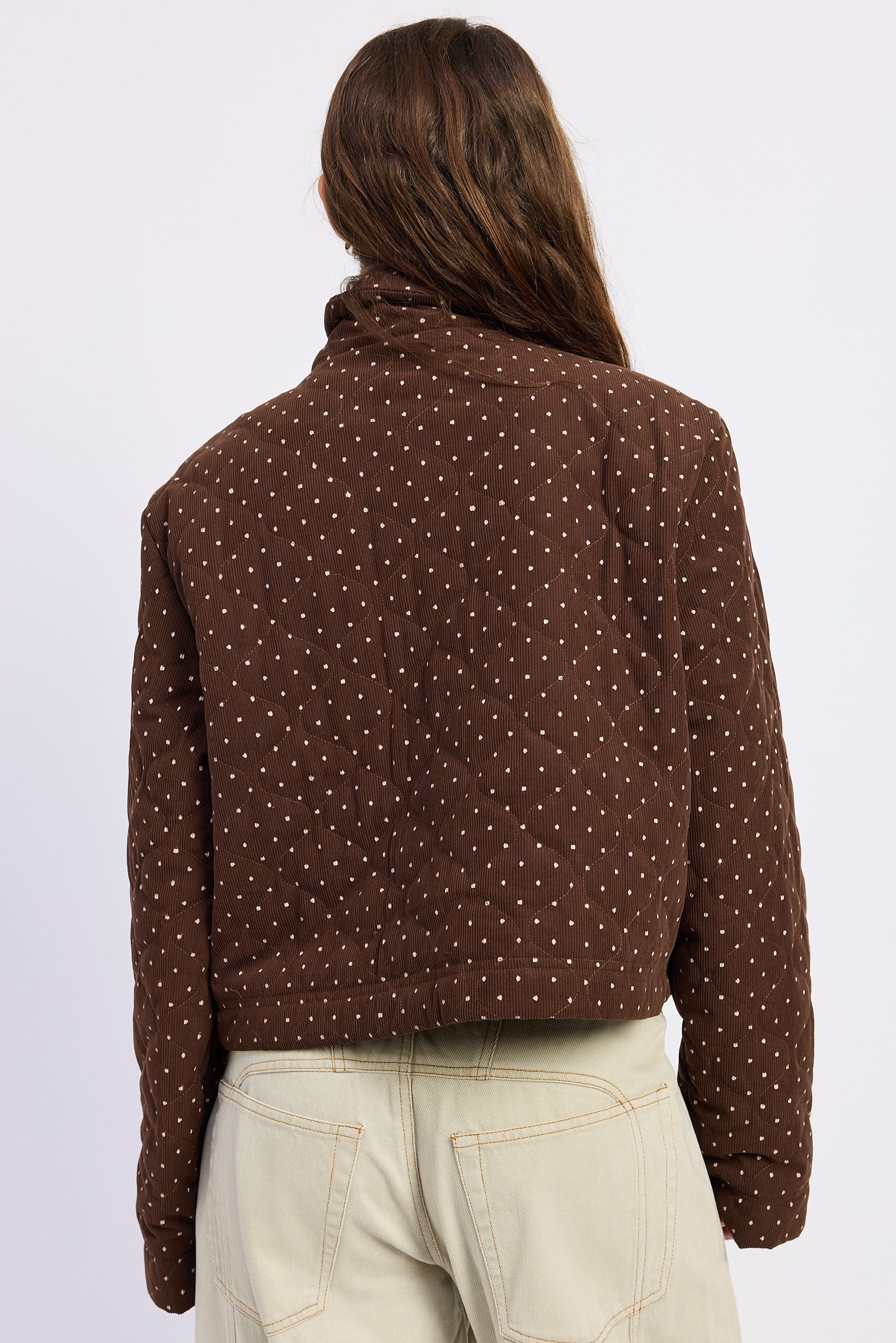 Emory Park | Calista Polka Dot Quilted Puffer Jacket – Espresso