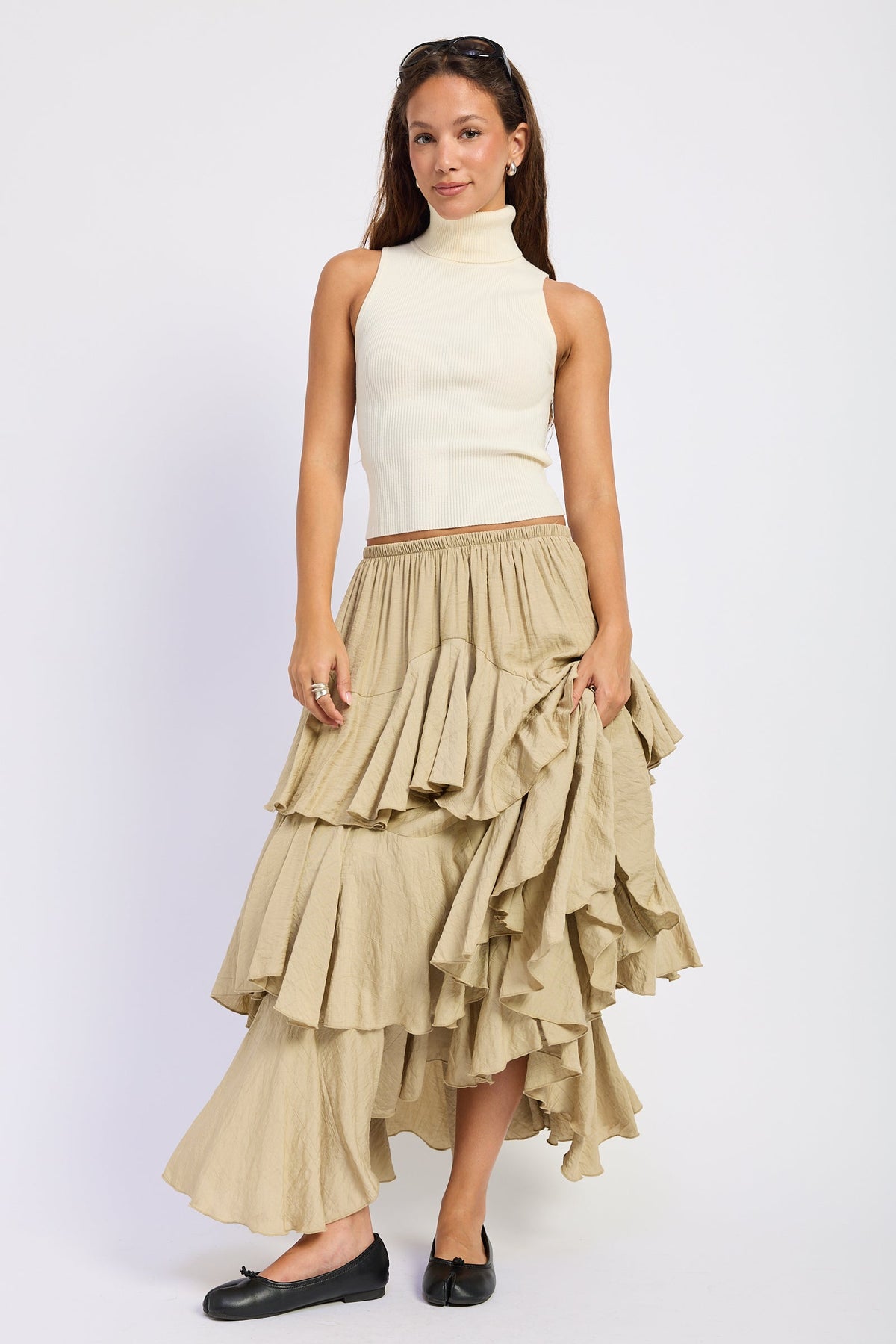 Emory Park Cambria Tiered Chiffon Maxi Skirt