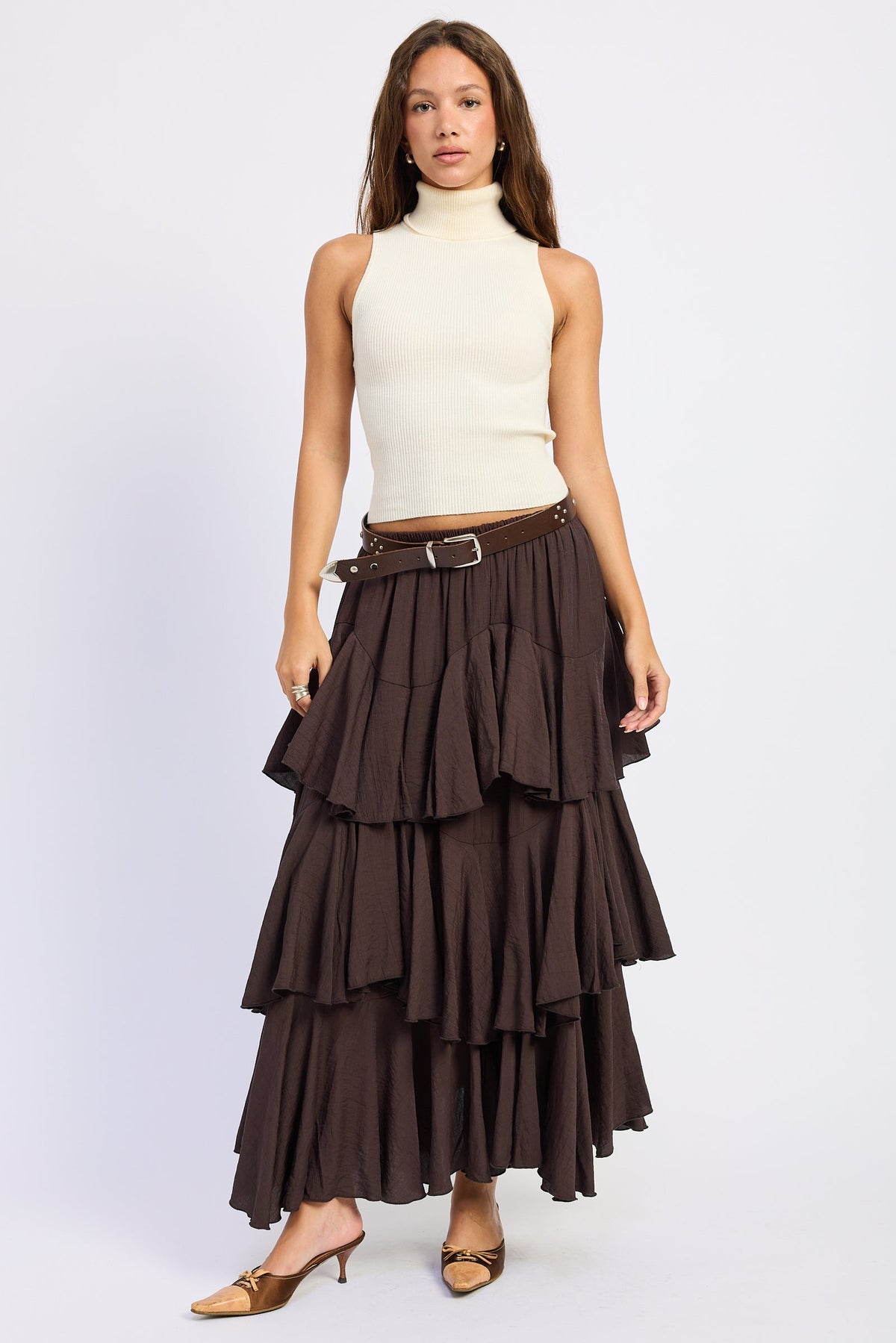 Emory Park Cambria Tiered Chiffon Maxi Skirt