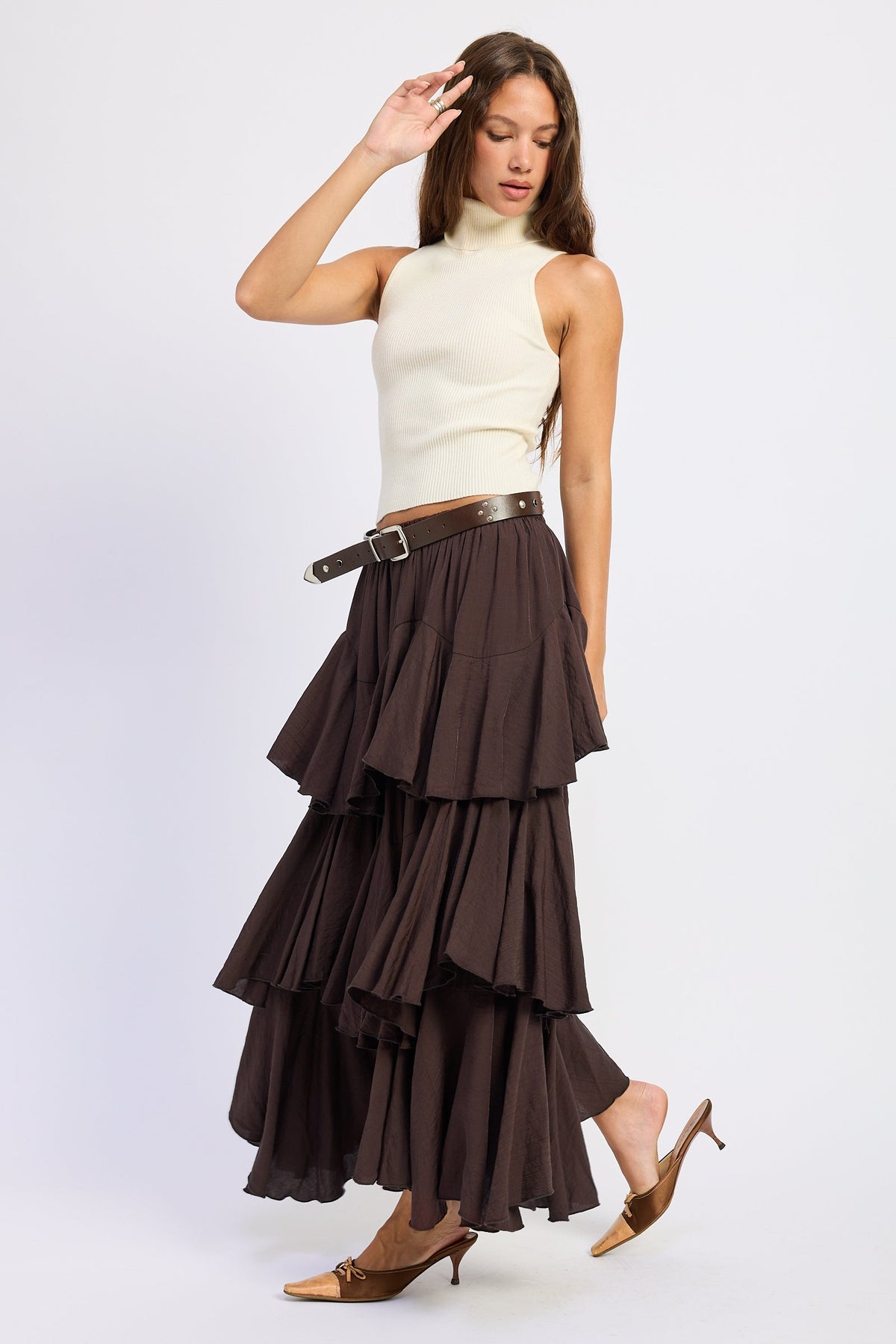 Emory Park Cambria Tiered Chiffon Maxi Skirt