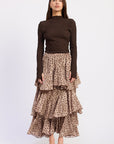 Emory Park Idalia Tiered Chiffon Maxi Skirt in Desert Brown